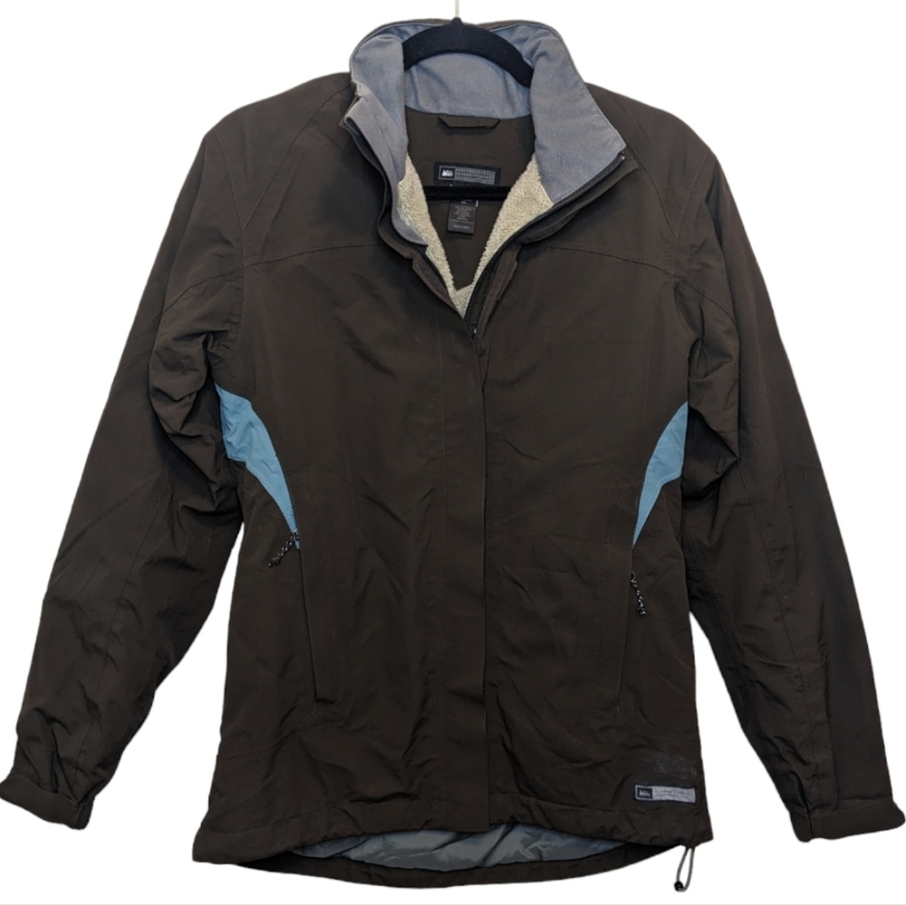 REI Ski/Snowboard Jacket Brown with Blue Accents XS ❄️🏂